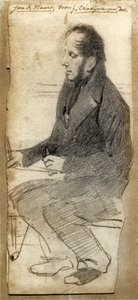 104885 Portret van Jan de Haart, geboren 1808, kunstschilder te Utrecht. Ten voeten uit links, zittend.